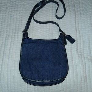 Coach Vintage Denim Indigo crossbody With Leather Trim. Style 1935, Blue